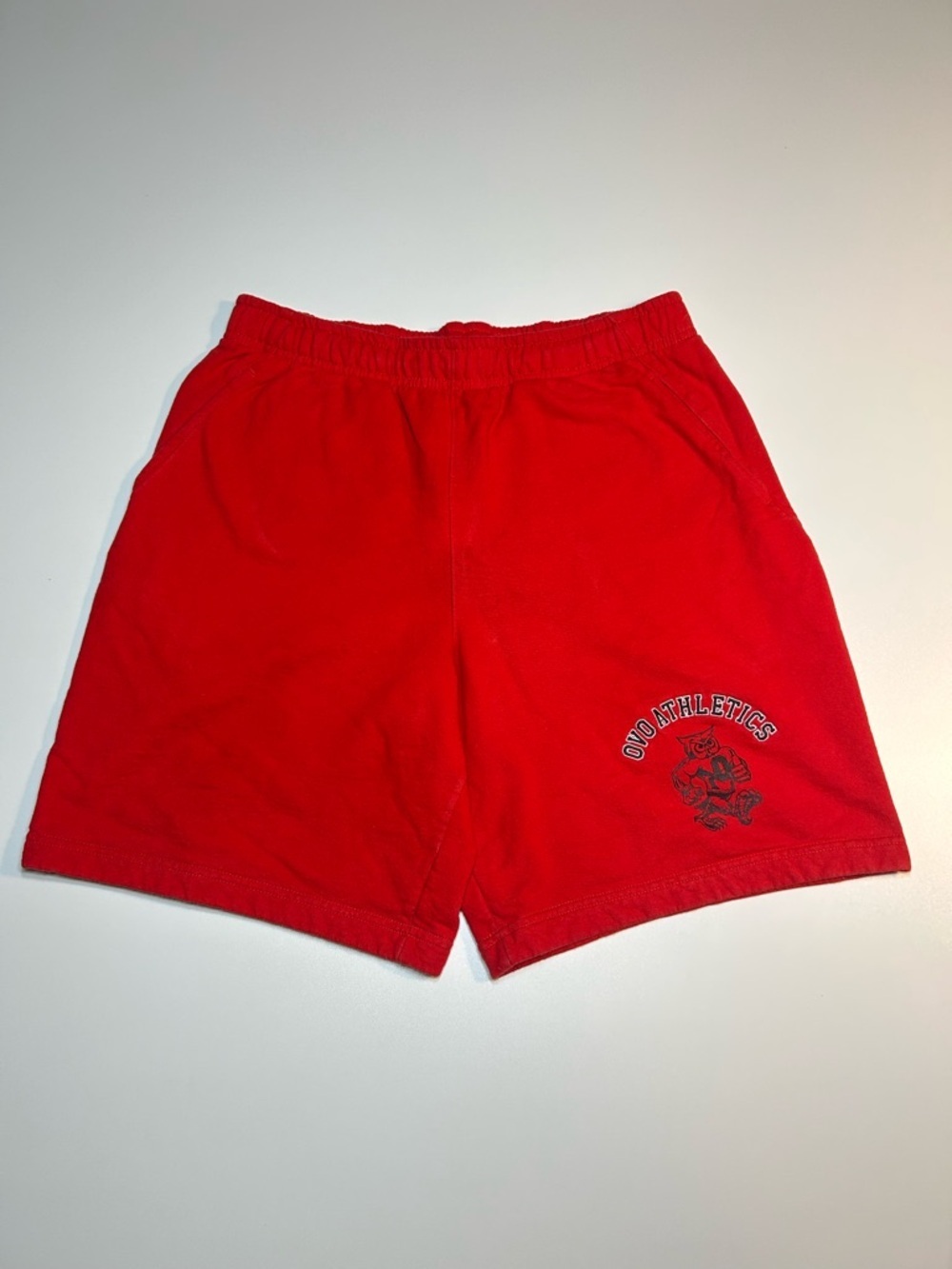 OVO Athletics Red Sweat Shorts Drake Varsity Logo Cotton October’s Very Own
